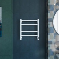 Полотенцесушитель электрический Grota Nosto 530х600 RAL9016 EL 60x55 см, подключение справа, слева, скрытое подключение справа, матовый белый, лесенка, из стали