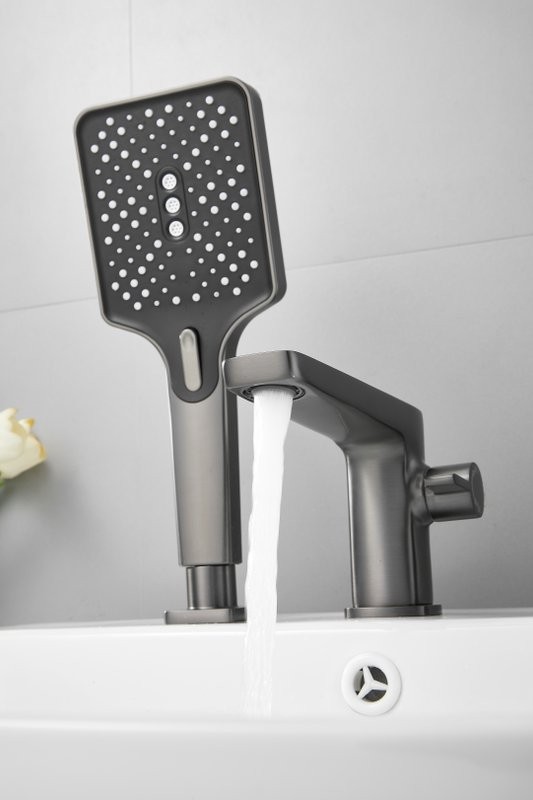 Смеситель на борт ванны BELZ B715 B66715-3 оружейная сталь