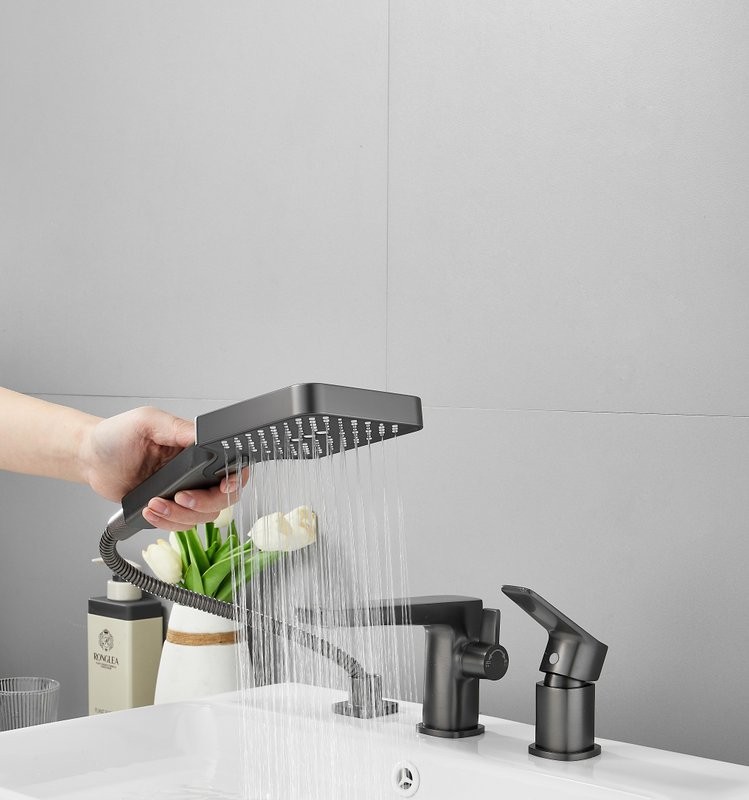 Смеситель на борт ванны BELZ B715 B66715-3 оружейная сталь