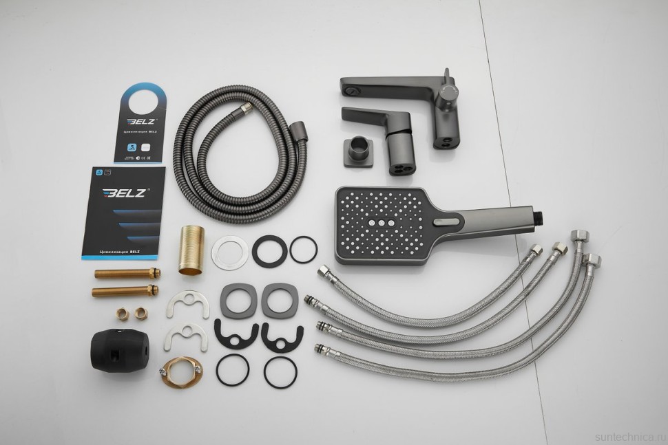 Смеситель на борт ванны BELZ B715 B66715-3 оружейная сталь