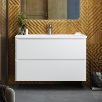 Мебель для ванной комнаты Art&Max Sanremo 100 подвесная, 2 ящика, белая глянцевая