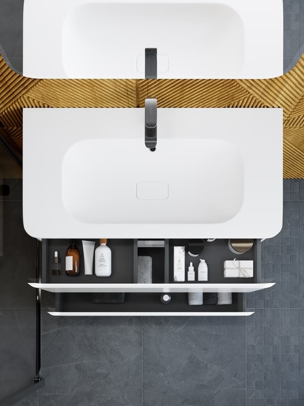 Мебель для ванной комнаты Art&Max Sanremo 100 подвесная, 2 ящика, белая глянцевая