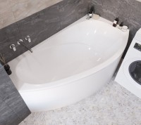Ванна из искусственного камня Marmo Bagno Турин R 170x95 см, угловая, правая, пристенная, белая, асимметричная, на ножках