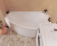Ванна из искусственного камня Marmo Bagno Турин R 170x95 см, угловая, правая, пристенная, белая, асимметричная, на ножках