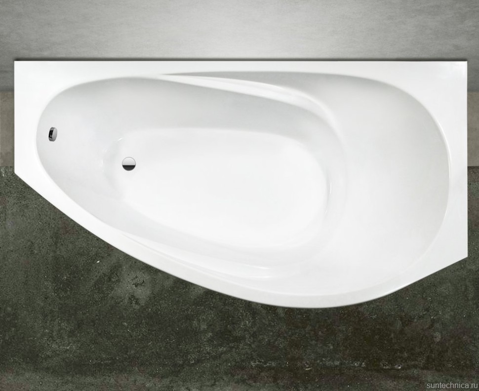 Ванна из искусственного камня Marmo Bagno Турин R 170x95 см, угловая, правая, пристенная, белая, асимметричная, на ножках