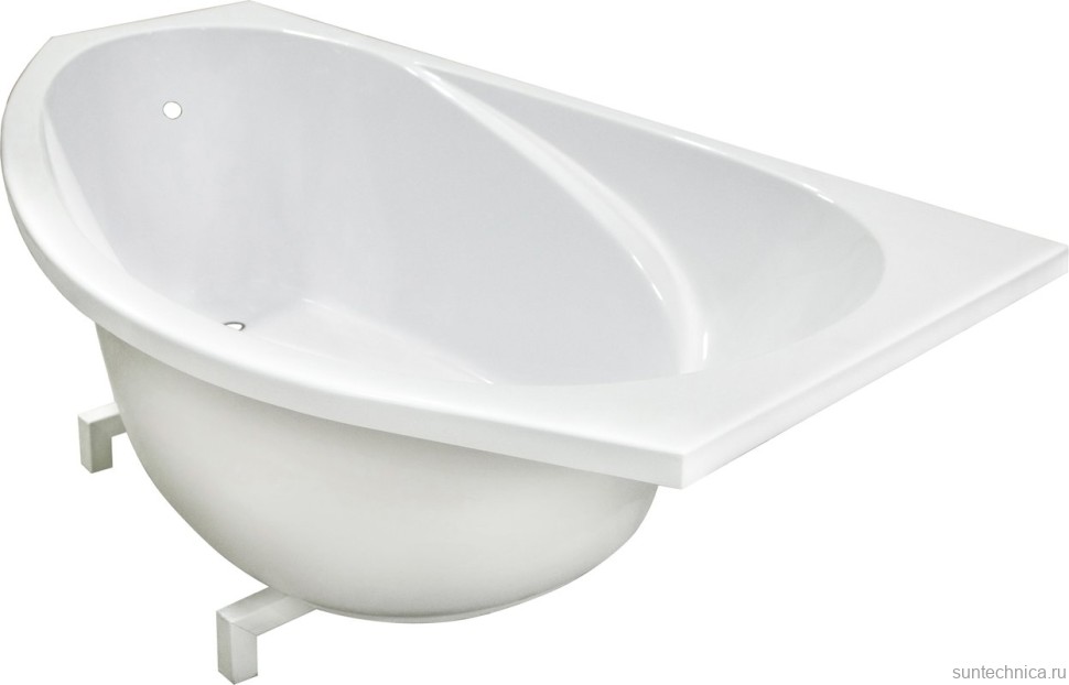 Ванна из искусственного камня Marmo Bagno Турин R 170x95 см, угловая, правая, пристенная, белая, асимметричная, на ножках