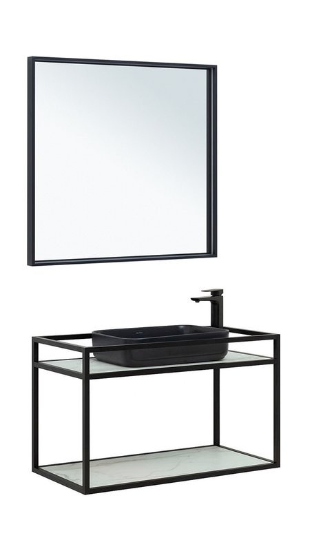 Мебель для ванной комнаты Allen Brau Liberty 90 подвесная, черный браш, столешница мрамор