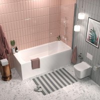 Акриловая ванна Marka One Prime 150x75 см, пристенная, белая, с каркасом