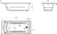 Акриловая ванна Marka One Prime 150x75 см, пристенная, белая, с каркасом
