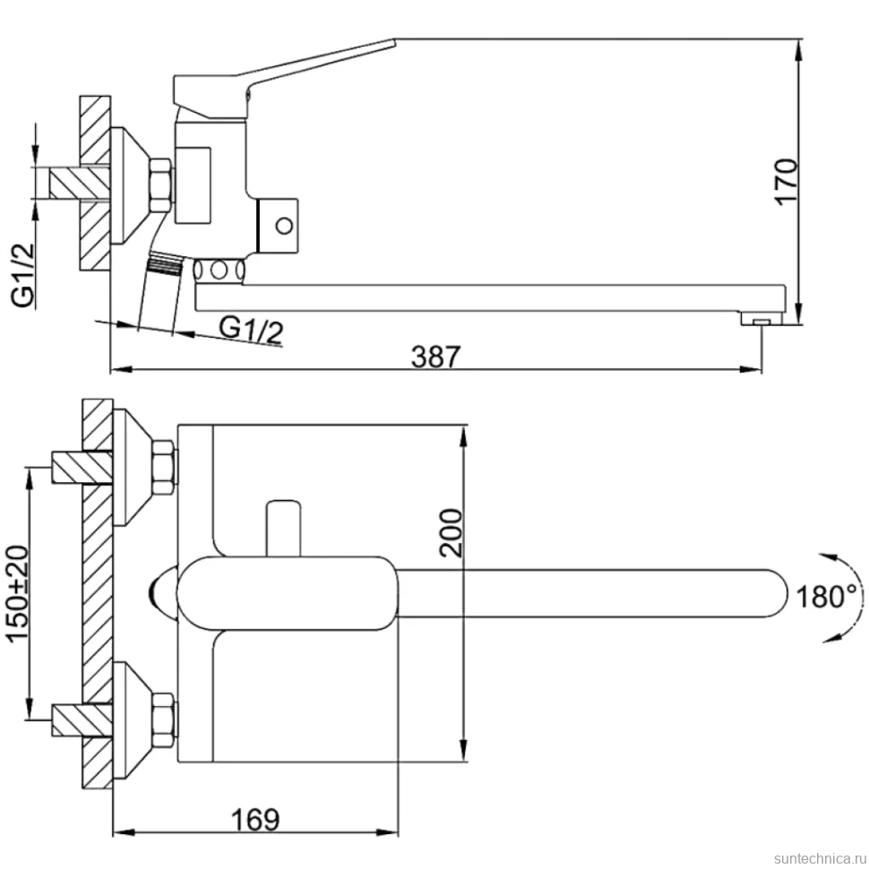 Смеситель с длинным изливом для ванны Frap H61 F2261 хром