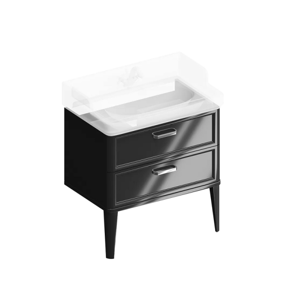 Тумба под раковину без столешницы KERAMA MARAZZI Pompei 80 напольная, с 2 ящиками, глянцевая черная