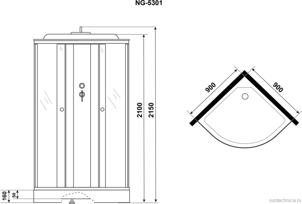 Душевая кабина Niagara Promo P90/13/MT 90x90, профиль белый