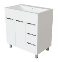 Тумба с раковиной Mixline Этьен 80 глянцевая белая, раковина Нелли 80