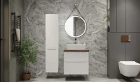 Зеркало круглое Jorno Wood 60, с подсветкой, кожаный ремень