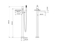 Напольный смеситель для ванны с душем Boheme Stick diamond 129-CB copper brushed Напольный смеситель для ванны с душем Boheme Stick diamond 129-CB copper brushed