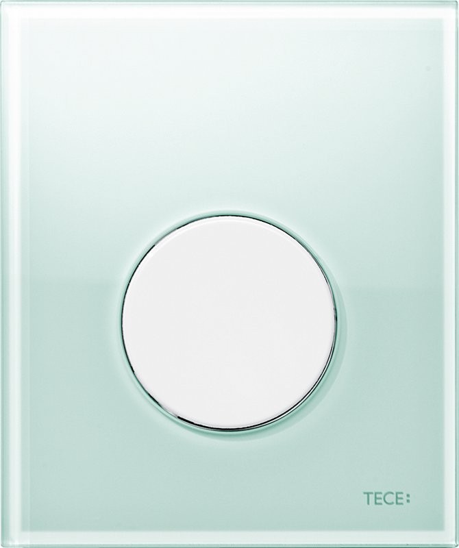 Кнопка смыва TECE Loop Urinal 9242651 зеленое стекло, кнопка белая