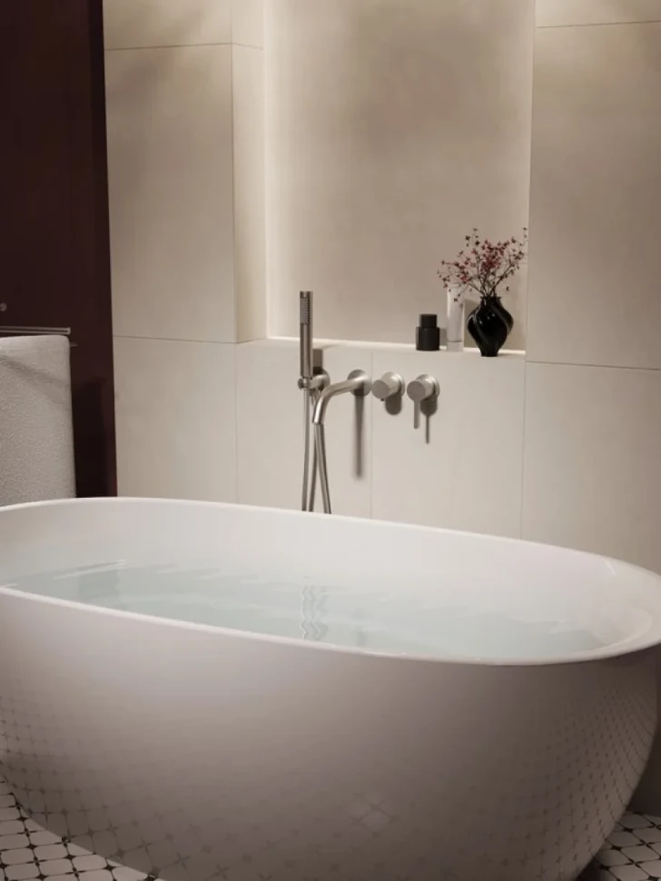 Встраиваемый смеситель для душа и ванны Vincea Villa VTFW-1VL1BN С ВНУТРЕННЕЙ ЧАСТЬЮ, брашированный никель