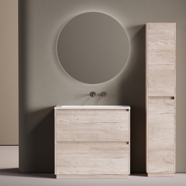 Мебель для ванной комнаты Sancos Libra Floor 90 напольный, дуб галифакс натуральный, раковина СN7019wx