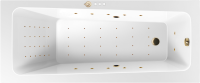 Акриловая ванна Excellent Ava Nano 160x70 см, встраиваемая, с гидромассажем, белая, с каркасом, со сливом-переливом, фурнитура золото