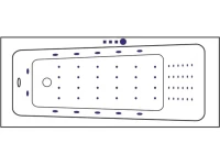 Акриловая ванна Excellent Ava Nano 160x70 см, встраиваемая, с гидромассажем, белая, с каркасом, со сливом-переливом, фурнитура золото