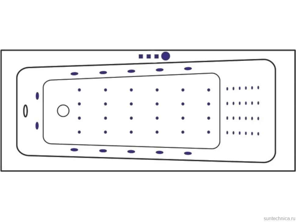 Акриловая ванна Excellent Ava Nano 160x70 см, встраиваемая, с гидромассажем, белая, с каркасом, со сливом-переливом, фурнитура золото