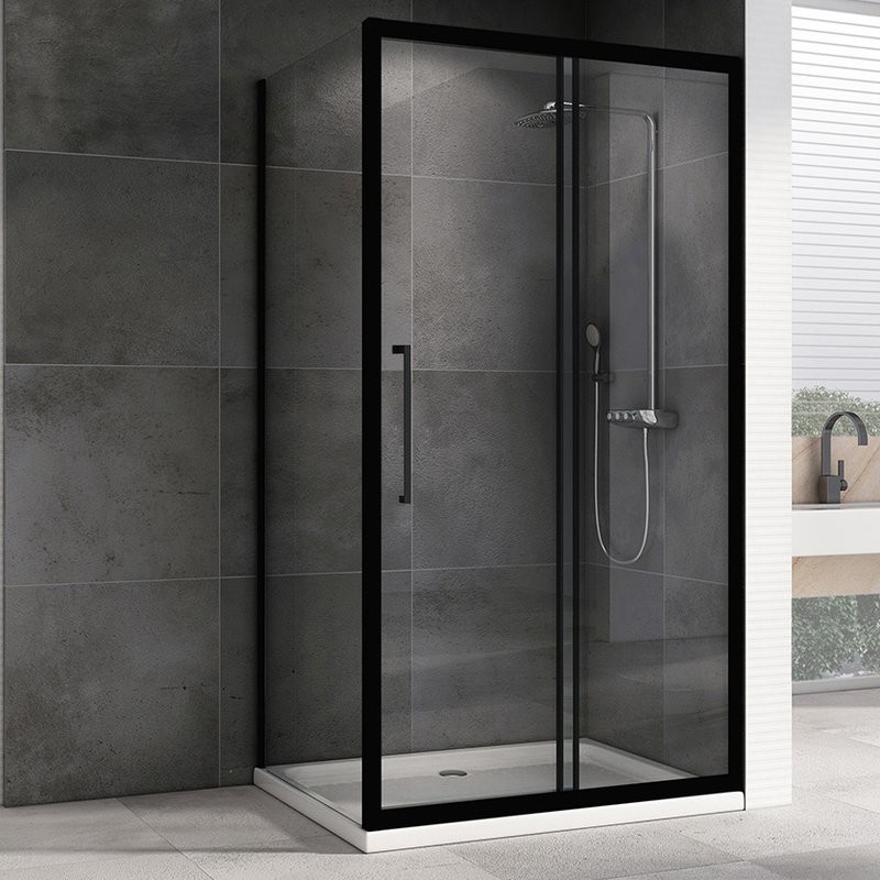 Душевой уголок Abber Schwarzer Diamant AG30140BH-S75B 140х75, профиль черный, стекло прозрачное
