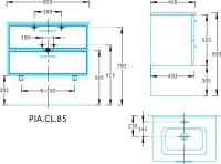 Тумба с раковиной KERAMA MARAZZI Piano Classic 85 подвесная, ясень белый матовый
