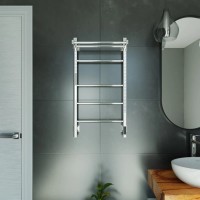 Полотенцесушитель электрический Grota Alto 430х800 NP EL 80x45 см, подключение справа, слева, скрытое подключение справа, глянцевый хром, лесенка, с полкой