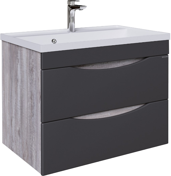 Тумба под раковину Grossman Талис 80 бетон пайн, графит