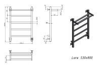 Полотенцесушитель электрический Grota Lore 530х800 NP EL 80x55 см, подключение справа, слева, скрытое подключение справа, глянцевый хром, лесенка, с полкой