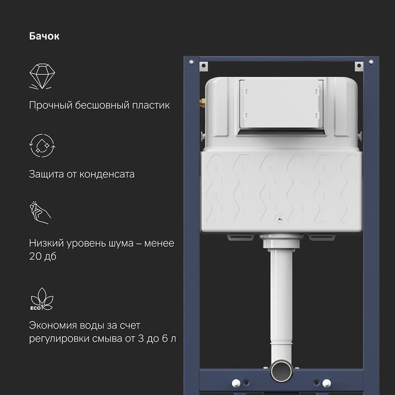 Инсталляция с кнопкой AM.PM Pro I012704.9038 цвет черный, пневматическое управление, крепление к полу и стене, с шумоизоляцией