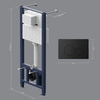 Инсталляция с кнопкой AM.PM Pro I012704.9038 цвет черный, пневматическое управление, крепление к полу и стене, с шумоизоляцией