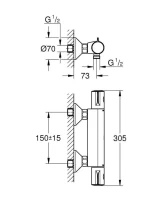 Смеситель термостатический для душа GROHE Grohtherm 800, матовый черный (1022022430) Смеситель термостатический для душа GROHE Grohtherm 800, матовый черный (1022022430)
