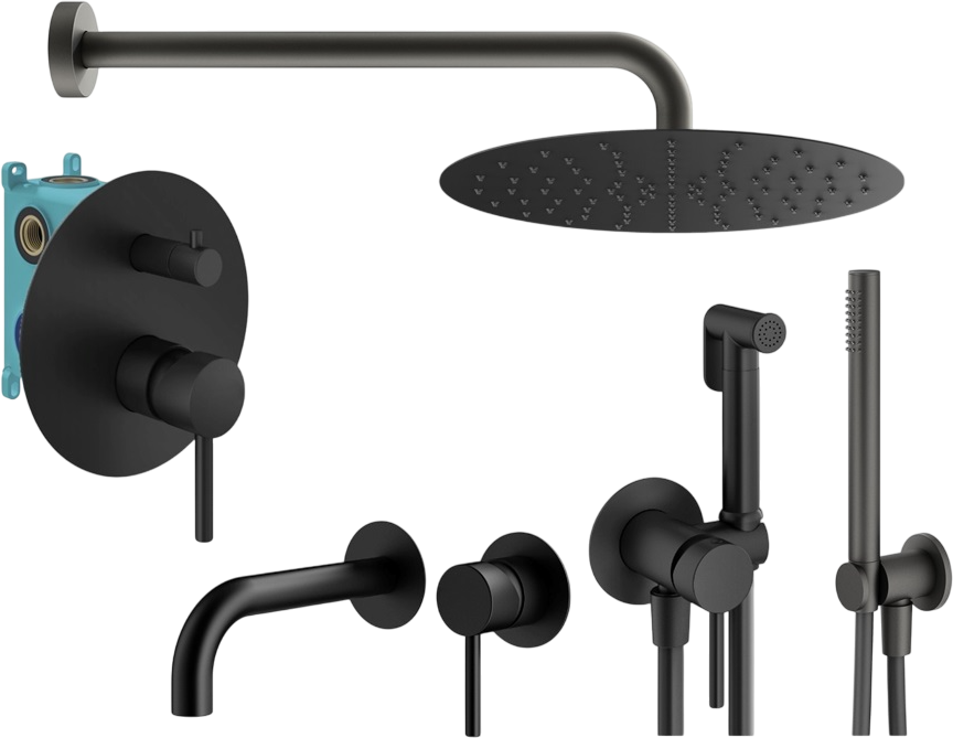 Комплект для ванной Plumberia Selection Ixo KITZXO18NO210 С ВНУТРЕННЕЙ ЧАСТЬЮ, черный матовый