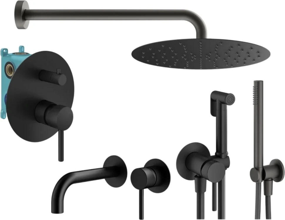 Комплект для ванной Plumberia Selection Ixo KITZXO18NO210 С ВНУТРЕННЕЙ ЧАСТЬЮ, черный матовый