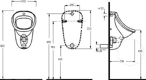 Писсуар подвесной beWash Eri 37108001 сенсорный, белый, с сифоном