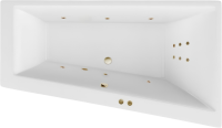 Акриловая ванна Excellent Sfera Slim Line R 170x100 см, угловая, правая, встраиваемая, с гидромассажем, белая, асимметричная, с каркасом, со сливом-переливом, фурнитура бронза