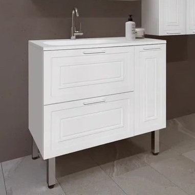 Тумба под раковину Style Line Альба 90 Люкс L, с бельевой корзиной