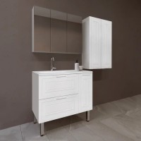 Тумба под раковину Style Line Альба 90 Люкс L, с бельевой корзиной