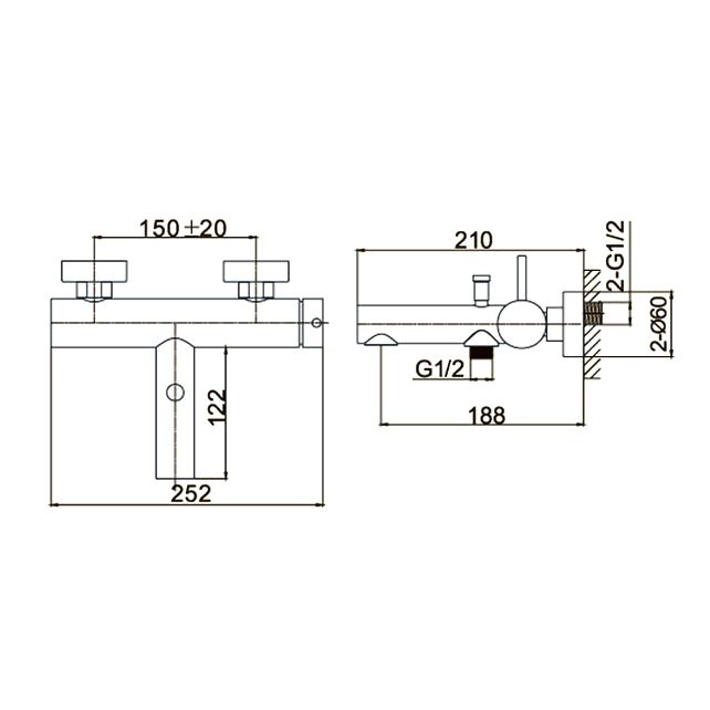 Смеситель для ванны с душем Caprigo Don 53-011-NER матовый черный