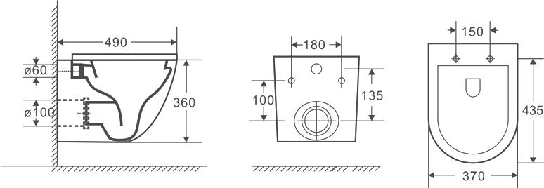 Унитаз подвесной Grossman GR-4455GMSQ с микролифтом, серый матовый