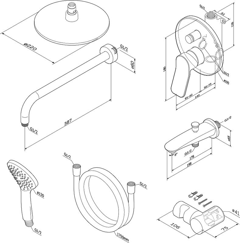 Душевой комплект AM.PM X-Joy FB85A10000 С ВНУТРЕННЕЙ ЧАСТЬЮ, для ванны с душем