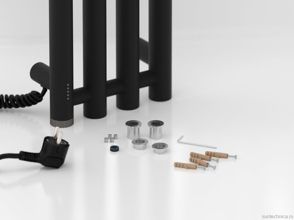 Полотенцесушитель электрический Сунержа Кантата 4.0 15-0886-1259 120x20 см, подключение слева, скрытое подключение слева, темный титан муар, I-образный