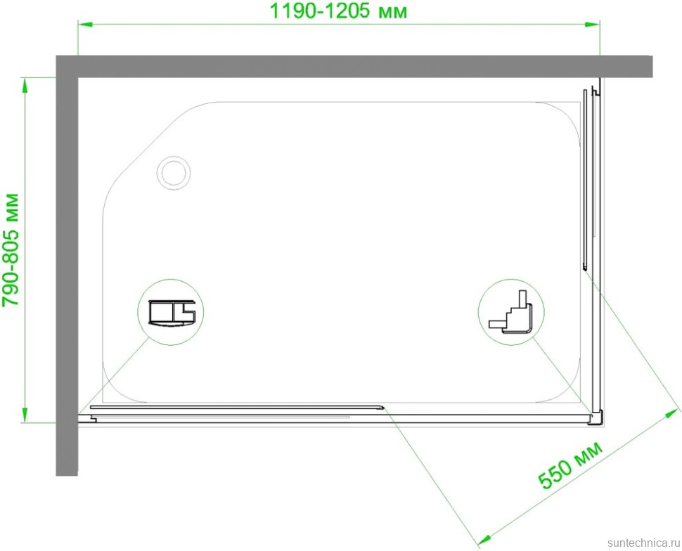 Душевой уголок Royal Bath HPD RB8120HPD-C-BL 120x80
