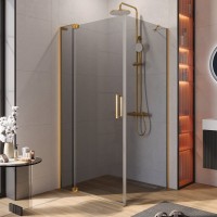 Душевой уголок Cezares Slider AH 1 100-80/90 GRIGIO BORO профиль брашированное золото, стекло серое