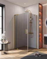 Душевой уголок Cezares Slider AH 1 100-80/90 GRIGIO BORO профиль брашированное золото, стекло серое