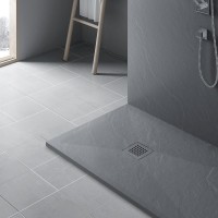 Поддон для душа Vincea VST-4SR8010G 100x80 серый, с сифоном