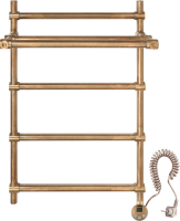 Полотенцесушитель электрический Secado Флоренция 3 85x55 см, подключение справа, бронза, лесенка, латунь, с полкой