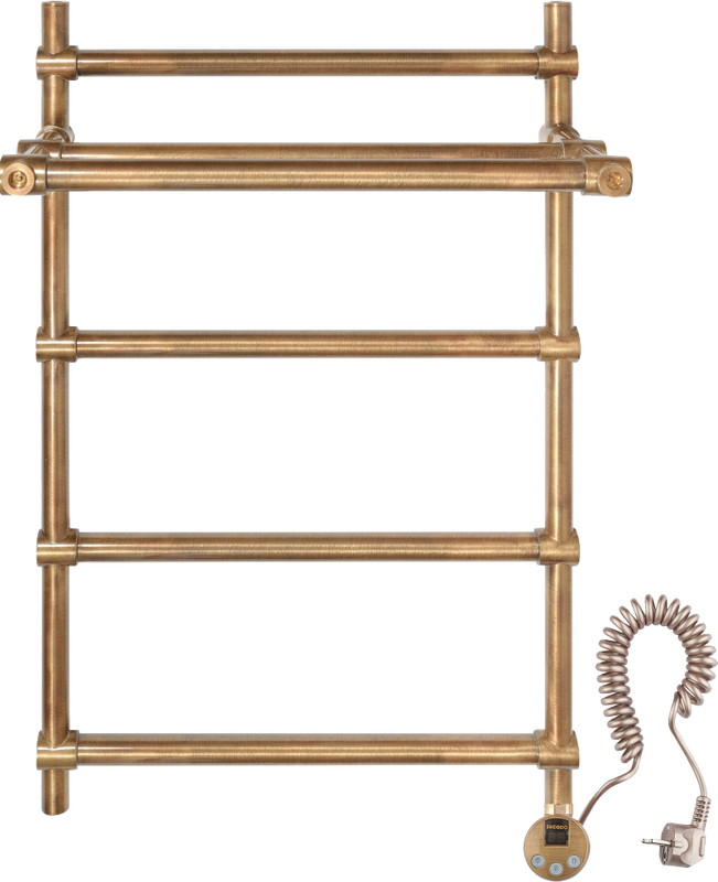 Полотенцесушитель электрический Secado Флоренция 3 85x55 см, подключение справа, бронза, лесенка, латунь, с полкой