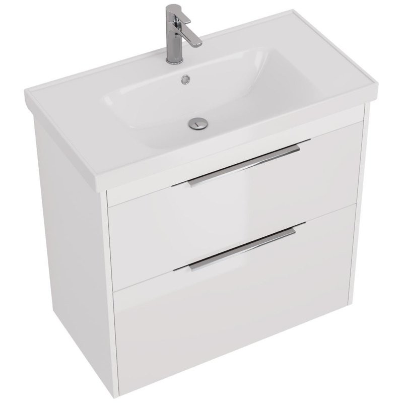 Тумба с раковиной Dreja Prime 90 подвесная, белый глянец